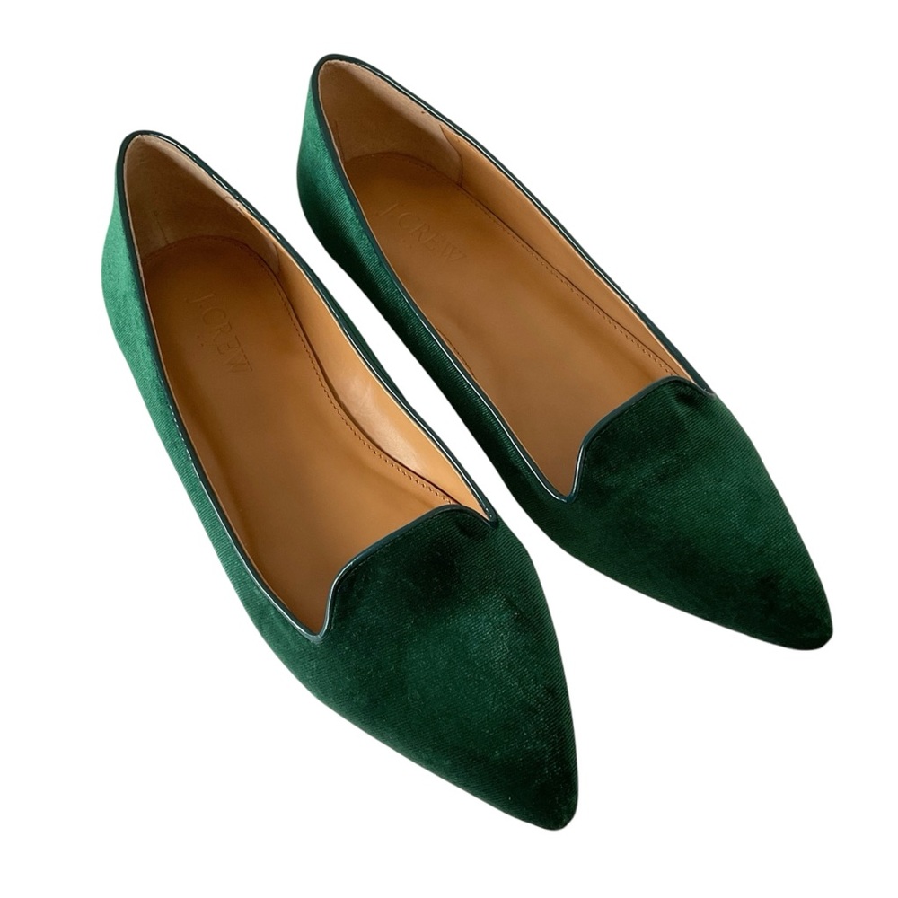 J. Crew Factory Emerald Green Velvet Ballet Flats Size 7
